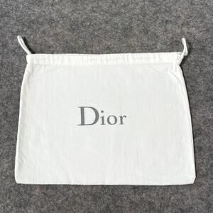 Dior White Grey Logo Dust Bag Shoe Storage Protection Drawstring Travel 12"x9"